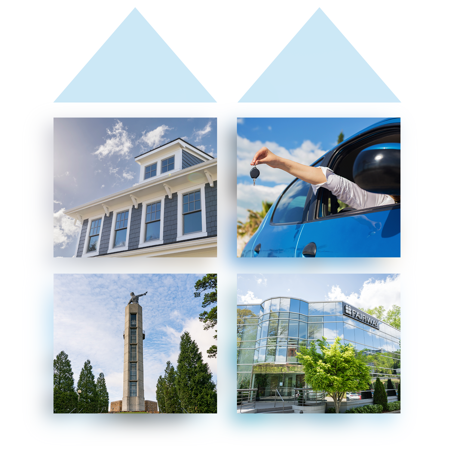 Grid of personal and commercial photos in Fairway Risk Solutions logo